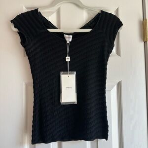 Armani Collezioni Black Short Sleeve Viscose Top Size 4 NWT- never worn